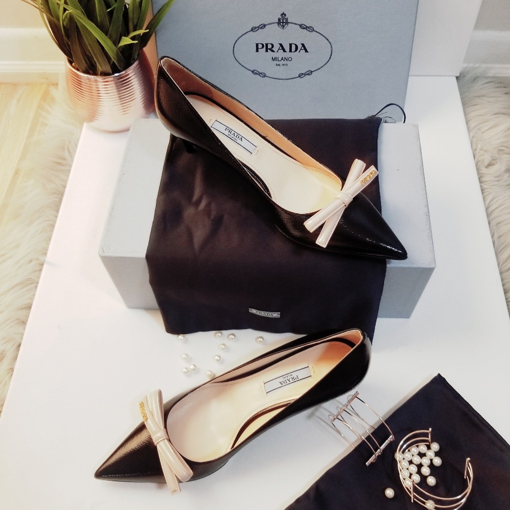 PRADA Women's Black Leather Ballerina - Picture 2 of 7